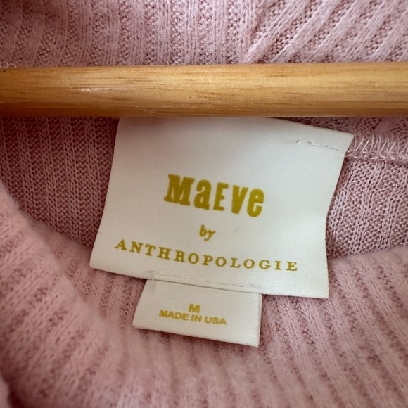 Anthropologie Maeve Womens Pink Ribbed Cowl Neck Sweater Pullover Knit - Picture 5 of 12